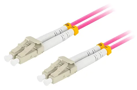 Lanberg optický patch kabel magenta 1 m / Optický patch kabel / LC/UPC-LC/UPC / Duplex / OM4 50/125 / LSZH