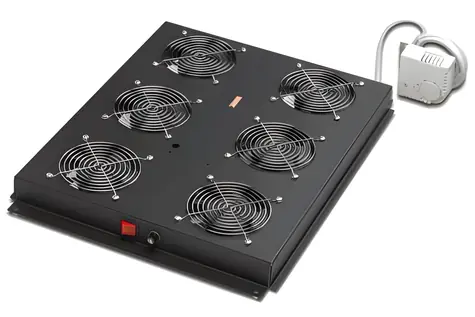 Digitus DN-19 FAN-6-SRV-B / Stropní ventilátorová jednotka / 6 ventilátorů / termostat / černá