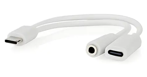 Nedis CCGB64922WT01 / Adaptér USB-C / USB-C + 3,5mm jack / 0,1 m