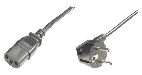 Digitus napájecí kabel CEE 7/7 pravoúhlý-C13 černý / Napájecí kabel / 0,75m / H05VV-F3G 0.75mm2