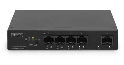 Digitus 4+1 port PoE černá / Switch / Gigabit / Neřízený / PoE+ 60W
