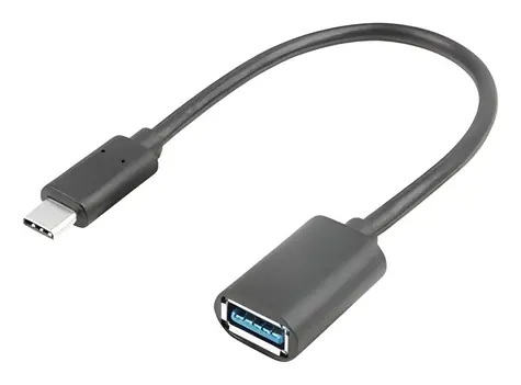 Lanberg USB-C (M) - USB-A (F) černá / Redukce / USB 3.1 / OTG / 15 cm