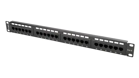 Lanberg černý / Patch panel / 24 portů / RJ-45 / CAT6 / UTP / 1U / 19