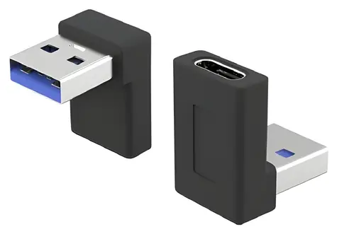 PremiumCord Adaptér USB-C F - USB 3.0 A M / Redukce / zahnutá 90°