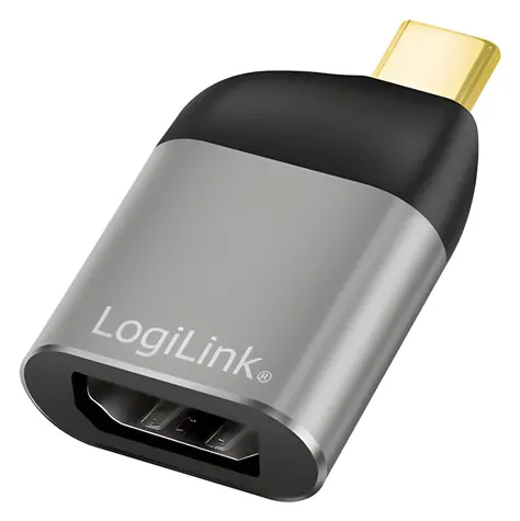 LogiLink USB-C na DisplayPort černo-šedá / Adaptér / USB 3.2 / 8K 60Hz / hliník
