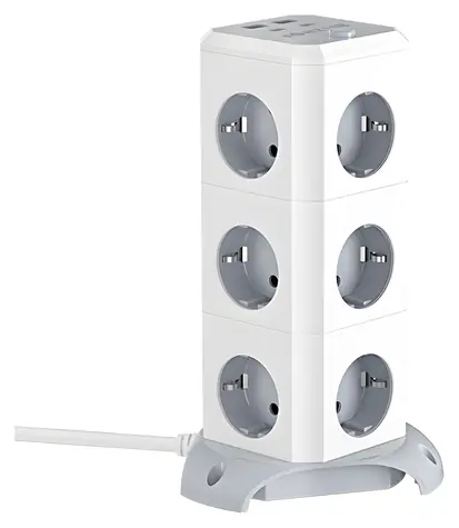 BlitzWolf BW-EC3 / Vertikální prodlužovací kabel / 12 zásuvek / 2x USB-A + 2x USB-C / 1,8 m