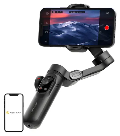 AOCHUAN X Pro černý / Stabilizátor / 3osý / Bezdrátové nabíjení / OLED displej