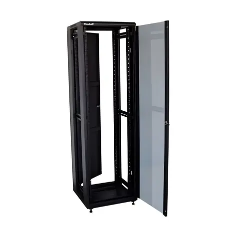 XtendLan 47U/600x800 černý / Stojanový rozvaděč / skleněné dveře / plná záda