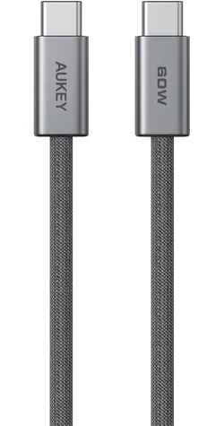 Aukey kabel USB-C - USB-C 1.8 m šedá / Kabel / USB-C - USB-C / 1.8 m