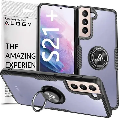 Alogy Ring Holder Clear Armor S21+ černá / Pouzdro pro Samsung Galaxy S21+ / čirý zadní kryt / držák na prst
