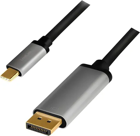 LogiLink CUA0100 černo-stříbrná / Kabel USB-C - HDMI / 4K 3840x2160 60Hz / 1,8 m
