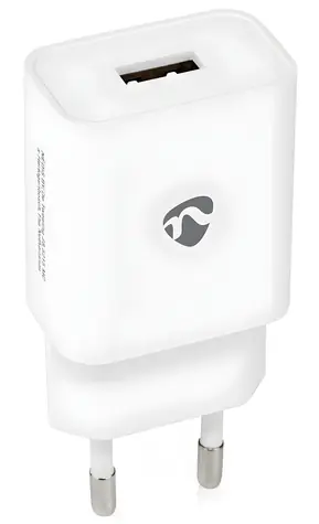 Nedis síťová nabíječka USB-A bílá / Síťová nabíječka / 12 W / 5 V / 2,4 A / rychlé nabíjení
