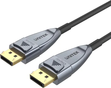 Unitek C1618GY šedá / Kabel DisplayPort / optický aktivní / 20 m / DP 1.4 / 8K 60Hz