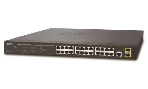 Planet GS-4210-24T2S / Switch / L2 / 24x 1Gb RJ-45 / 2x 1Gb SFP / QoS / Fanless