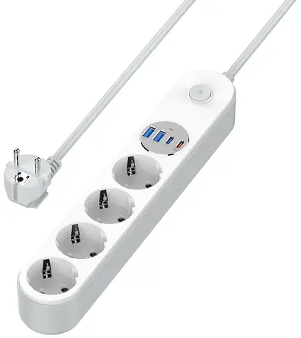 Colorway Zásuvková lišta / 4x Schuko / 2x USB-C 20W / 2x USB-A / kabel 2m