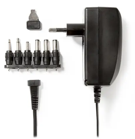Nedis Univerzální napájecí adaptér černá / Napájecí adaptér / 27 W / 3–12 V DC / 6 konektorů / 100–240 V AC / 1,8 m