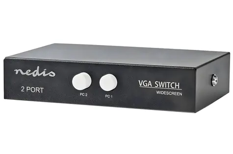 Nedis VGA přepínač černá / Přepínač / 2x VGA vstup / 1x VGA výstup / rozlišení 2560x1600 / 500 MHz