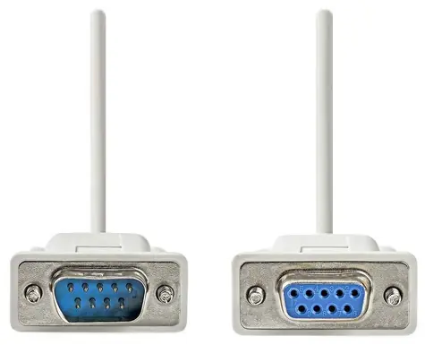 NEDIS sériový kabel D-SUB 9pin (M) - D-SUB 9pin (F) slonová kost / Sériový kabel / RS-232 / 2 m