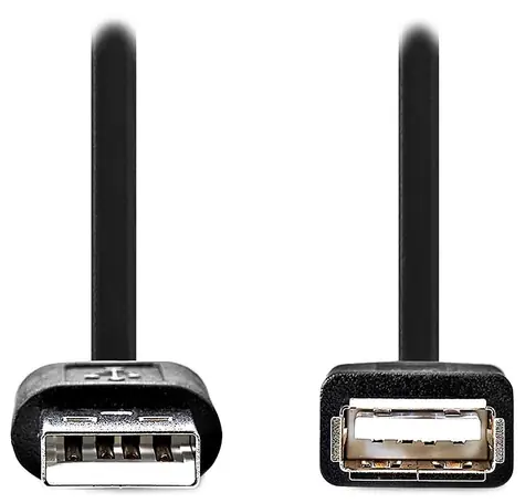 Nedis prodlužovací kabel USB-A černá / Prodlužovací kabel / USB 2.0 / USB-A - USB-A / poniklované konektory / 1 m