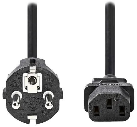 NEDIS napájecí kabel 230V černý / přípojný 10A / konektor IEC-320-C13 / přímá zástrčka Schuko / 3m