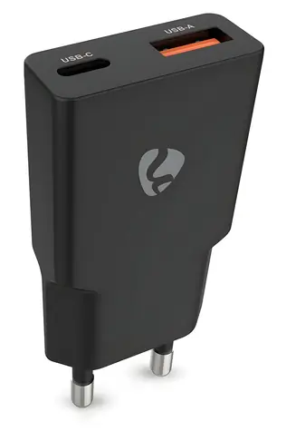 Nedis GaN 30W černá / Síťová nabíječka / USB-C PD3.0 / USB-A QC3.0