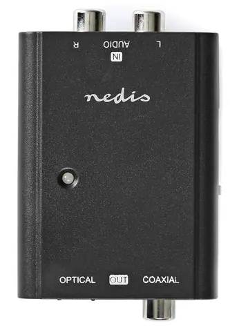 Nedis převodník analogového audia na digitální černý / Audio převodník / 2x RCA - RCA + Toslink