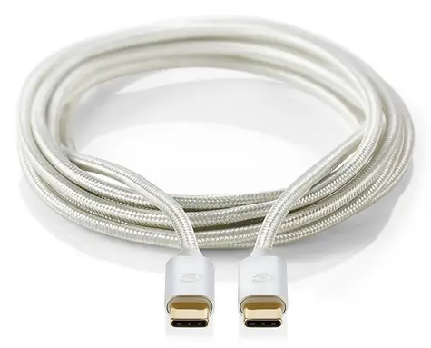 Nedis Profigold USB-C stříbrná / USB-C kabel / USB-C - USB-C / USB 2.0 / nylon / 2 m