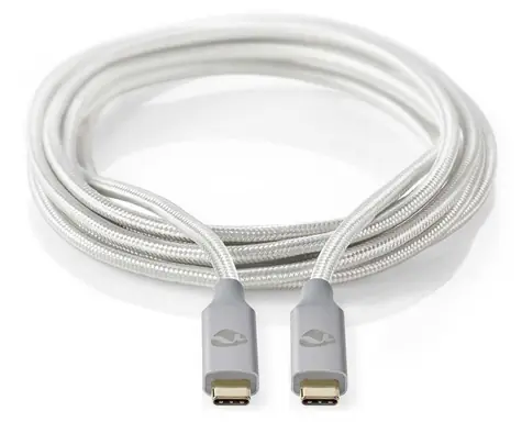 Nedis PROFIGOLD USB-C stříbrná / Datový kabel / USB-C - USB-C / USB 3.2 Gen 2x2 / 20 Gbps / nylon / 2 m