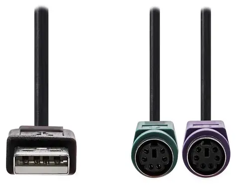 Nedis adaptér USB-A - 2x PS/2 černá / Adaptér / 480 Mbps / 30 cm
