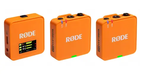 Rode Wireless GO Gen 3 oranžová / bezdrátový mikrofonní systém / 2x vysílač a 1x přijímač / 3.5mm jack / USB-C