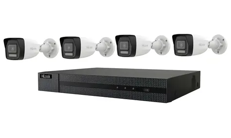 HiLook KIT NVR-104MH-C/4P(D) + 4x IPC-B140HA-LU / IP kamerový set / 4 Mpix / Smart Hybrid Light / PoE / IP67