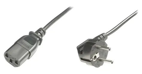 Digitus napájecí kabel Typ F - IEC C13 lomený černý / Napájecí kabel / 1,8 m / H05VV-F3G 0,75 mm2