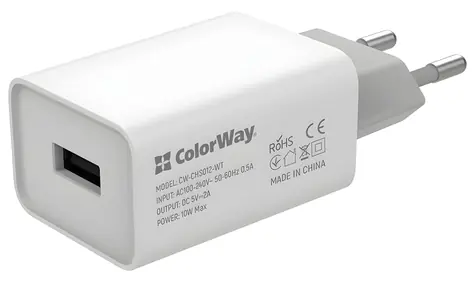 Colorway bílá / Síťová nabíječka / 1x USB / 10 W / 100-240 V