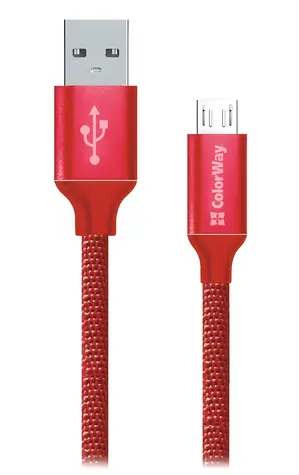 Colorway červená / Datový kabel / USB-A – Micro USB / 2,1 A / 1 m