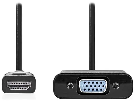 NEDIS adaptér HDMI(M) - VGA(F) černá / Redukce / Aktivní / Full HD 1080p / audio jack 3,5mm / 20 cm