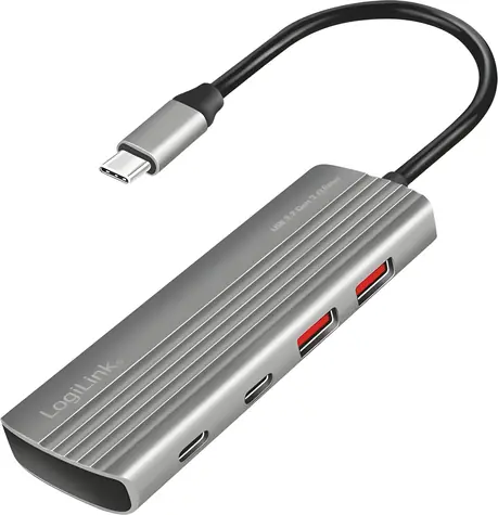 LogiLink USB hub 4+1 port hliníková / USB hub / USB 3.2 Gen 2 / 5 portů