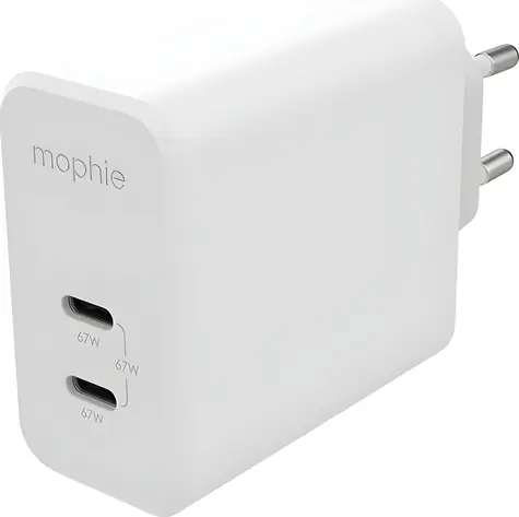 Mophie Speedport 67 bílá / Nabíjecí adaptér / GaN / 67W / 2x USB-C / PD