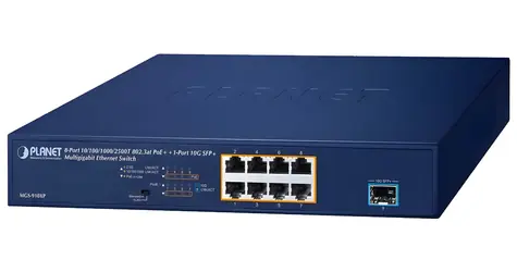 Planet PoE switch 8x1Gb/2,5Gb + 1xSFP+ 10Gb / PoE switch / VLAN / PoE 802.3at / 120W