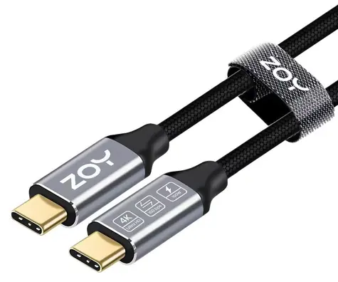 ZOY ZCCC1 černo-stříbrná / USB kabel / USB-C (M) - USB-C (M) / 1 m