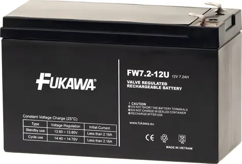 FUKAWA FW 7,2-12 F1U / Baterie do UPS / 12V / 7,2 Ah / Faston F1 4,7mm / životnost 5 let
