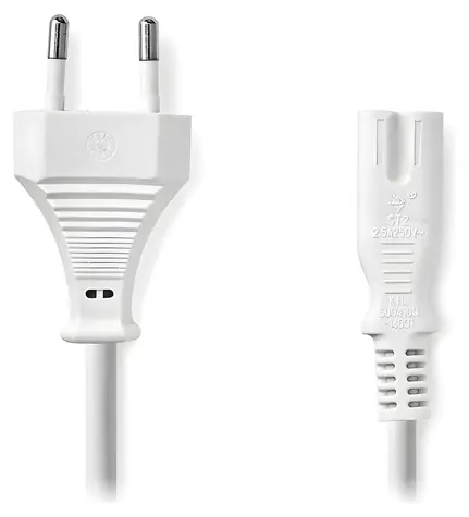 Nedis napájecí kabel Euro - IEC-320-C7 bílý / Napájecí kabel / 5 m