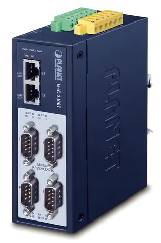 Planet MODBUS brána RS-232/422/485-IP / Průmyslová brána / 4x COM / 100Base-TX / IP40