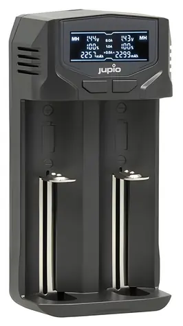 Jupio Multi Charger LCD / Nabíječka baterií / USB-C / 2 sloty / rychlonabíjení