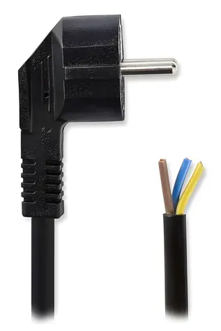 Nedis napájecí kabel černá / Napájecí kabel / Typ F úhlový - přímý / poniklovaný / 1,8 m