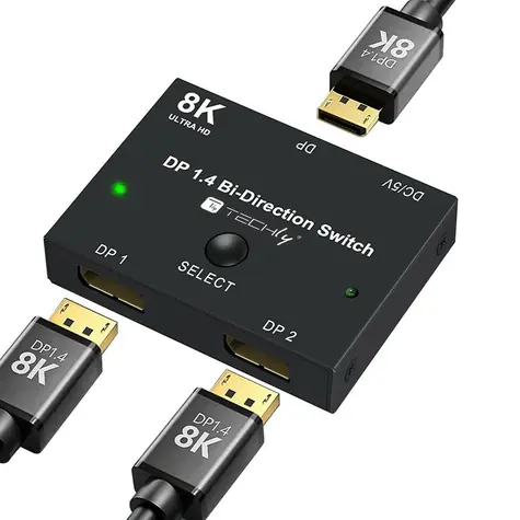 Techly IDATA-DP-2DP-8KT černá / DisplayPort splitter / 1x DisplayPort vstup / 2x DisplayPort výstup / 8K