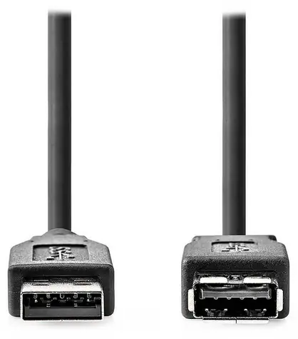 Nedis USB-A (M) - USB-A (F) 3.2 Gen1 3m černá / Prodlužovací kabel / 5 Gbps / kulatý
