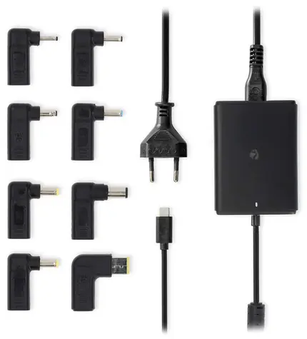 Nedis Univerzální adaptér k notebooku 100 W / Napájecí adaptér / GaN / USB-C / 5–20 V DC / 10 konektorů