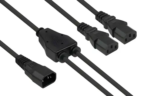 Kabelmeister Y-kabel C14 - 2x C13 černá / Napájecí kabel / 2 m