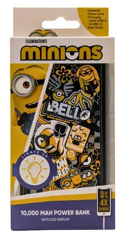 Lazerbuilt Powerbank Minions svítící / Powerbanka / 10000 mAh / Li-Pol / 2x USB-A / USB-C