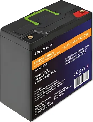 Qoltec baterie LiFePO4 12,8V 24Ah / Baterie / 307,2Wh / vestavěné BMS